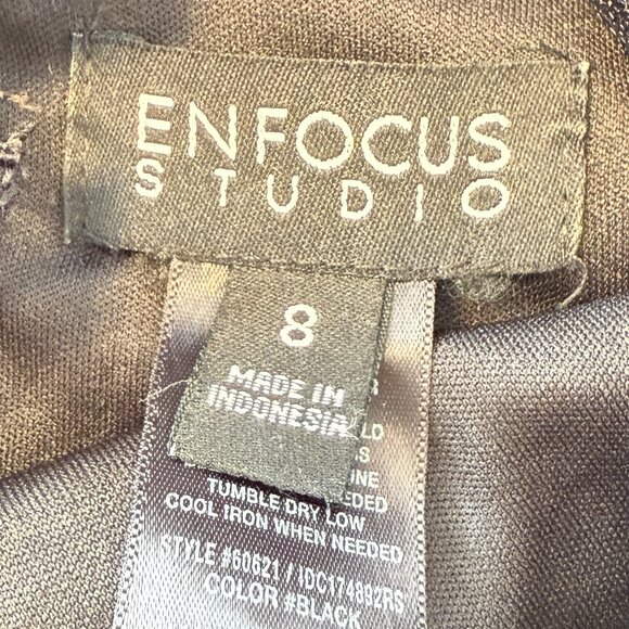 Enfocus Studio Black Floral Lace Cocktail Dress – Sheer Neckline & Ruffle Sleeve - Picture 7 of 8